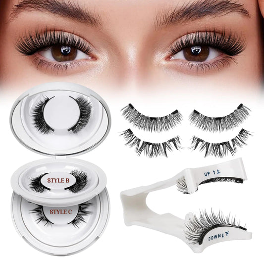 QUEWEL Magnetic Eyelashes Natural Look, 2 Pair Reusable Magnetic Eyelashes with Applicator, No Glue Needed Magnetic Eyelashes Magnetic Lashes Kit, Easy to Wear and Remove(Magnetic Eyelashes-A02) 0-Magnetic Eyelashes kit-A02