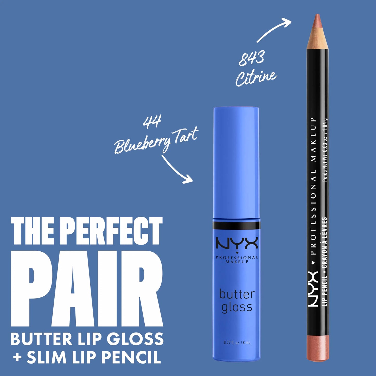 NYX PROFESSIONAL MAKEUP Butter Gloss, Non-Sticky Lip Gloss - Blueberry Tart (Periwinkle Blue) 44 Blueberry Tart 0.27 Fl Oz (Pack of 1)